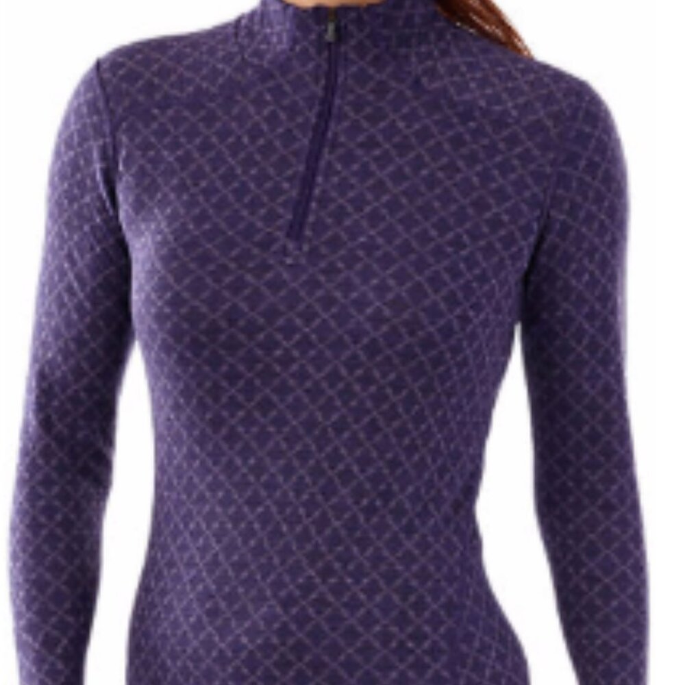 Smartwool Thermal Merino Wool Quarter Zip Purple Geometric  Size Medium